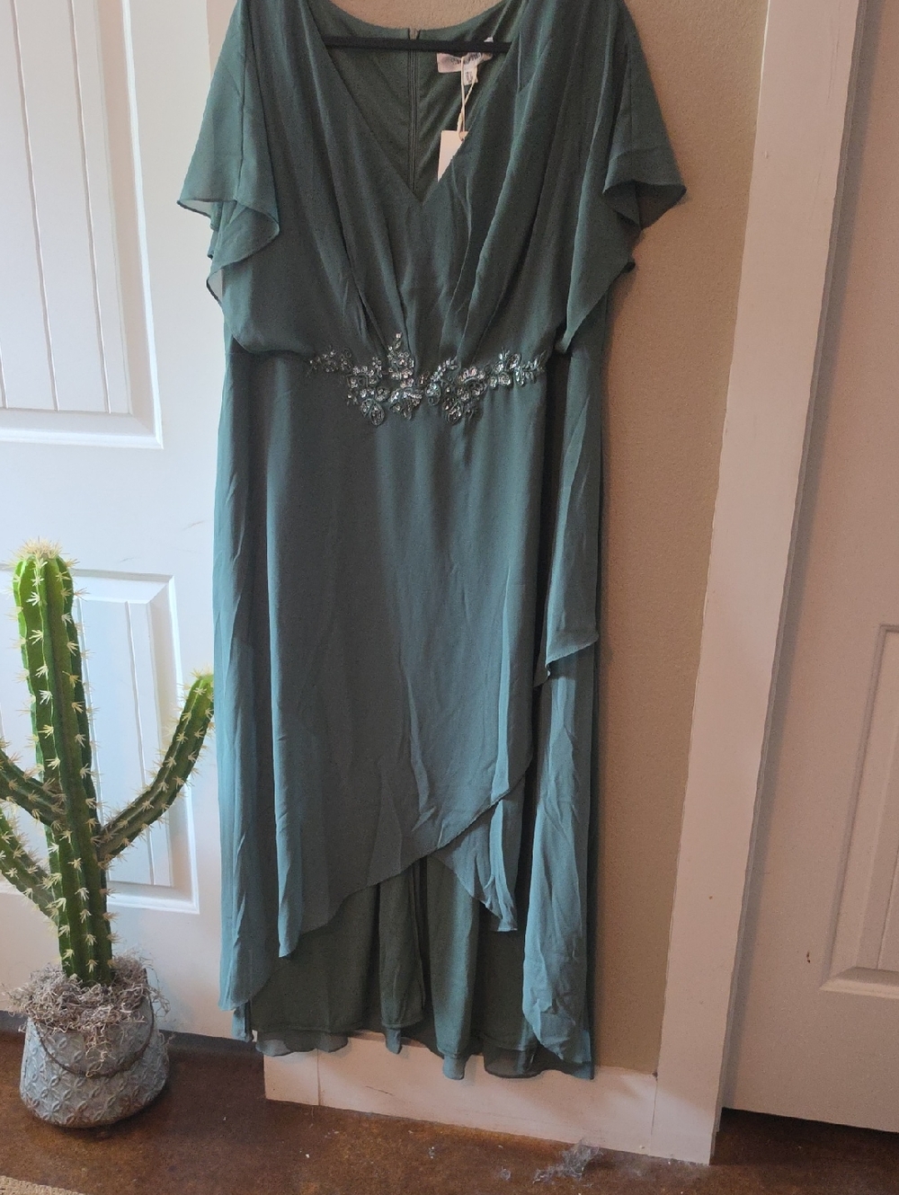 Ever Pretty Teal Layered V-Neck Embellished Dress